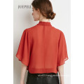Contemporary Self-Tie Neck Cropped Blouse